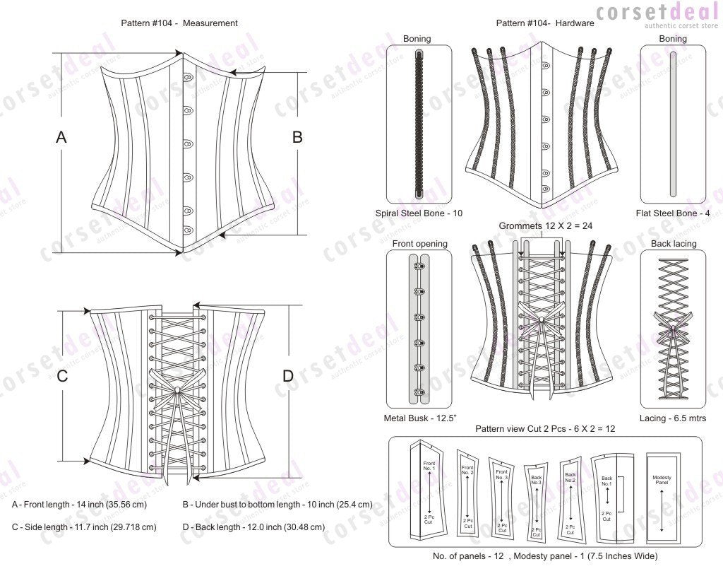 Schaeffer Steampunk Underbust Long Torso Corset