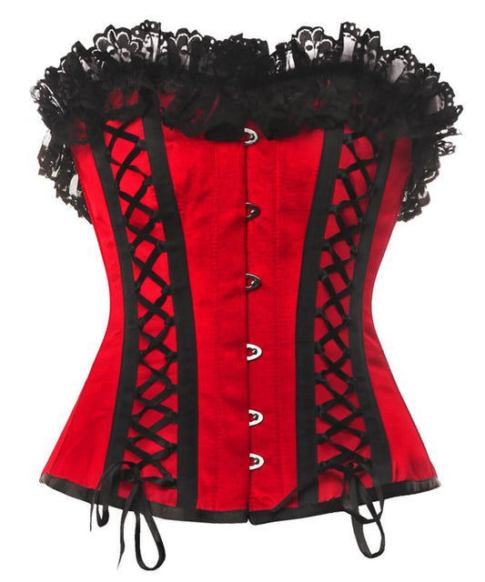 Nahla Burlesque Red Corset with Lace