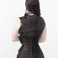 Renata Black Brocade Steampunk Corset with Shrug