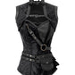 Renata Black Brocade Steampunk Corset with Shrug