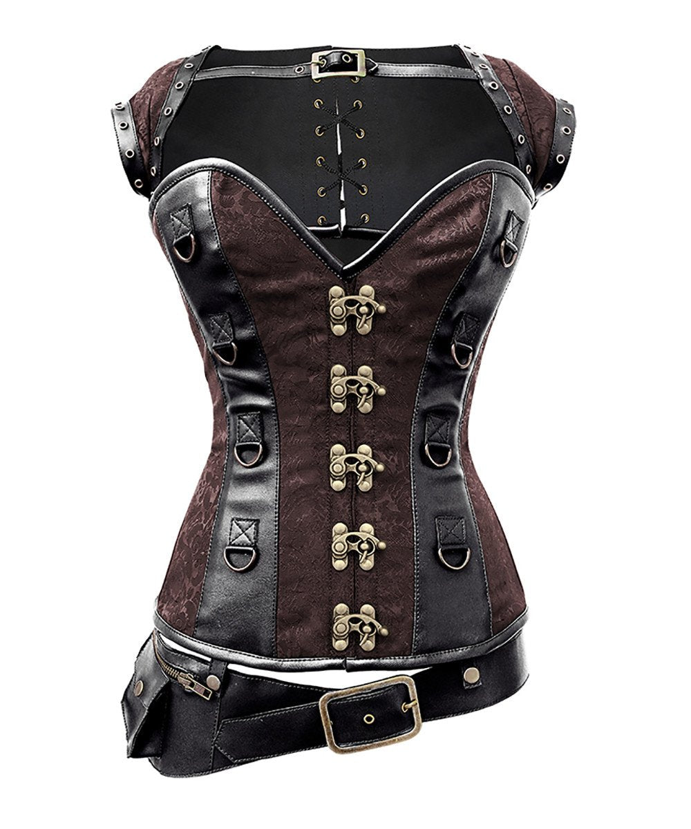 Reyna Steampunk Overbust Corset with Detachable Belt