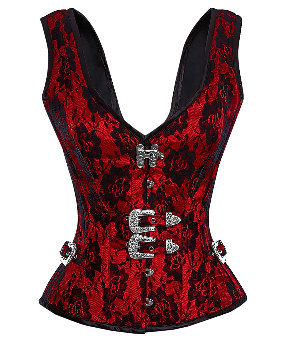 Jazlynn Gothic Steel Boned Overbust Corset with Buckles