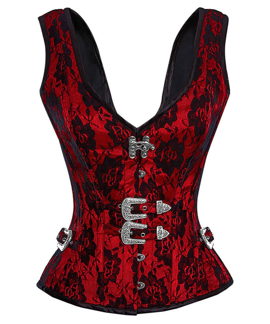 Jazlynn Gothic Steel Boned Overbust Corset with Buckles