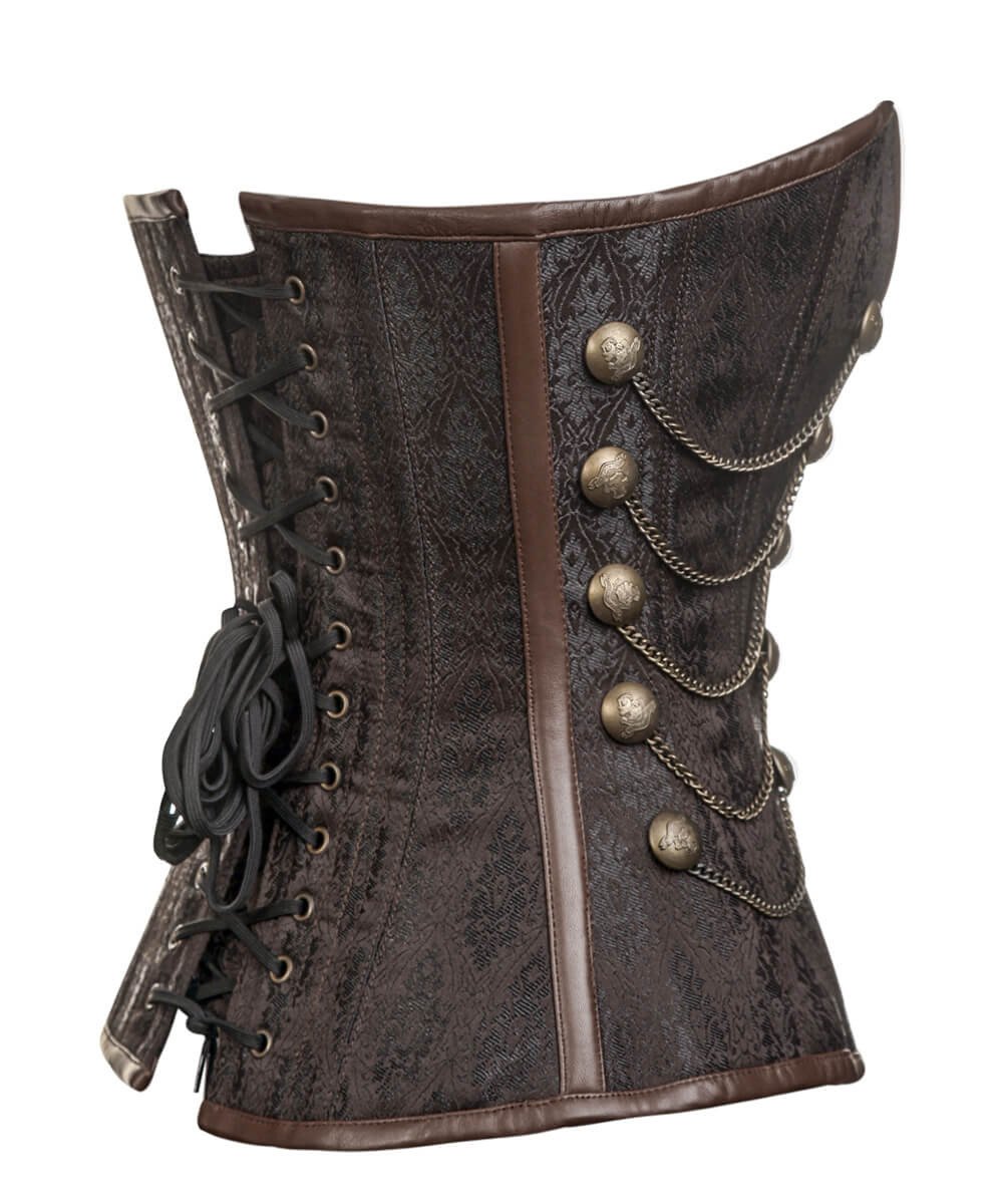 Alba Steampunk Overbust Brown Corset with Chains