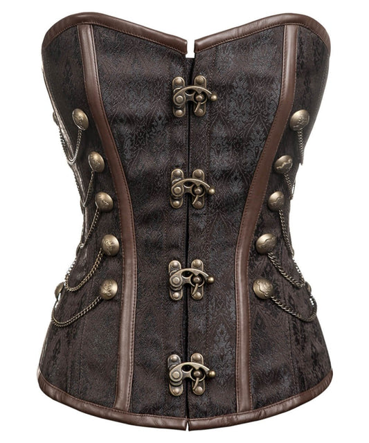 Alba Steampunk Overbust Brown Corset with Chains