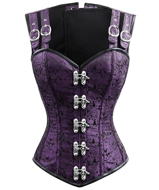 Eartha Brocade Gothic Overbust Corset with Shoulder Staps