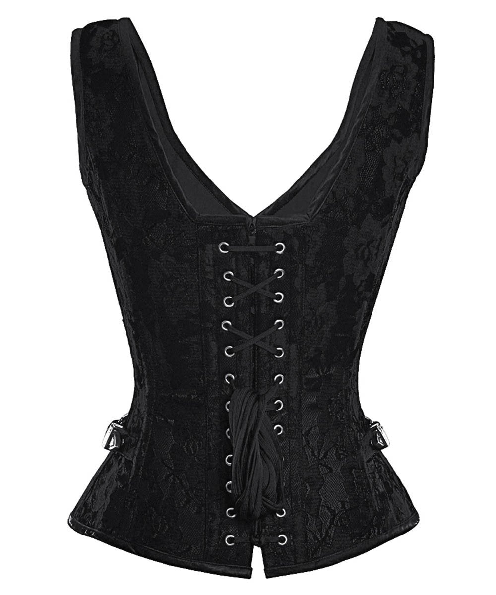 Ellette Gothic Steel Boned Overbust Corset with Buckles