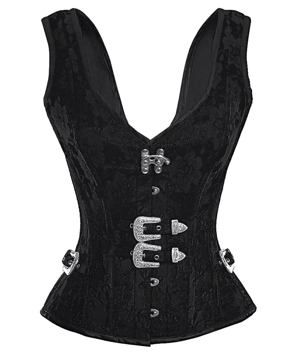 Ellette Gothic Steel Boned Overbust Corset with Buckles