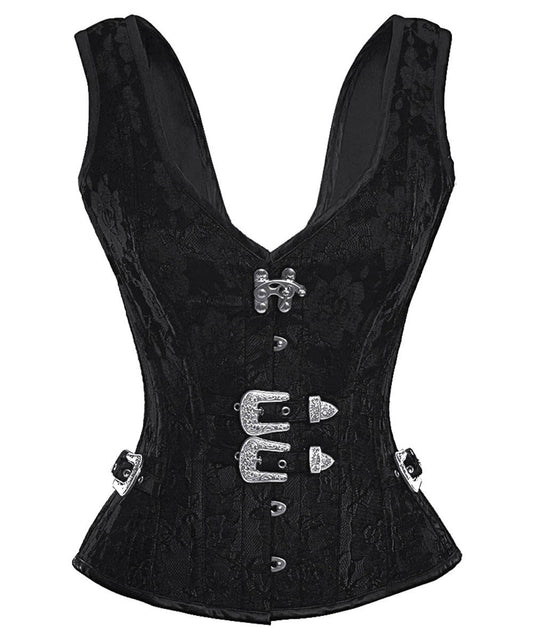 Ellette Gothic Steel Boned Overbust Corset with Buckles