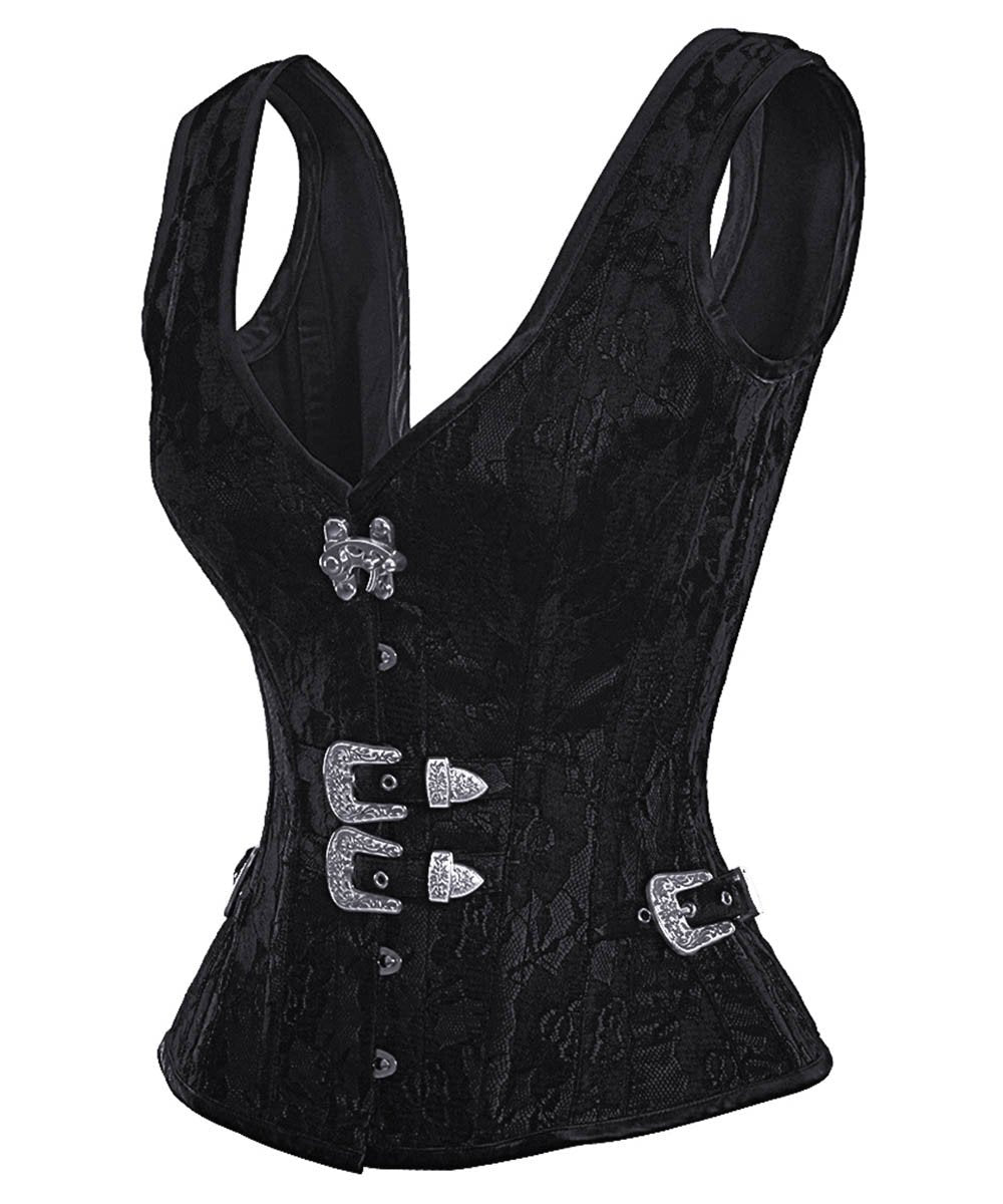 Ellette Gothic Steel Boned Overbust Corset with Buckles