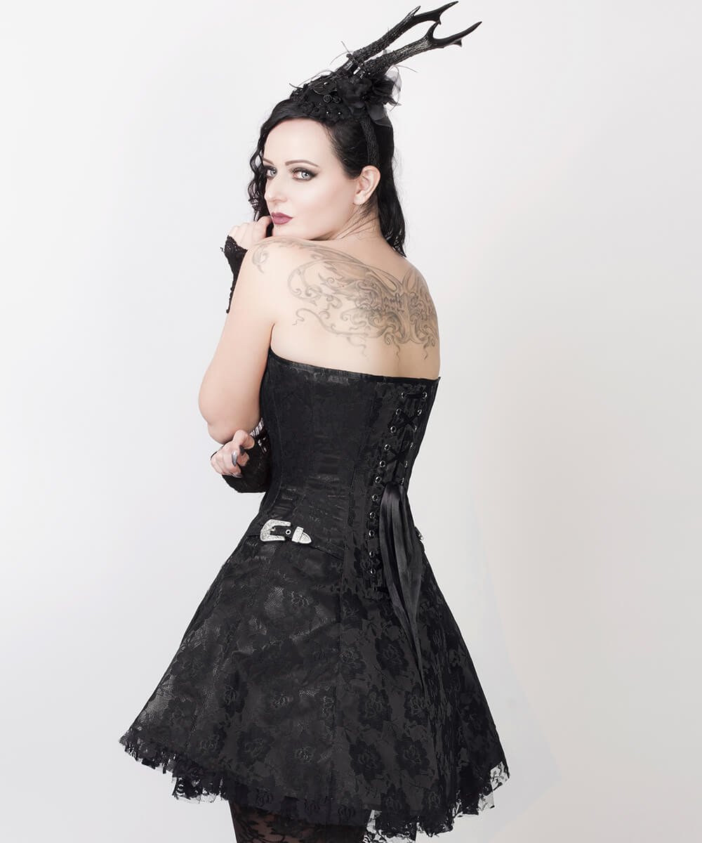 Electra Gothic Lace Overlay Corset Dress