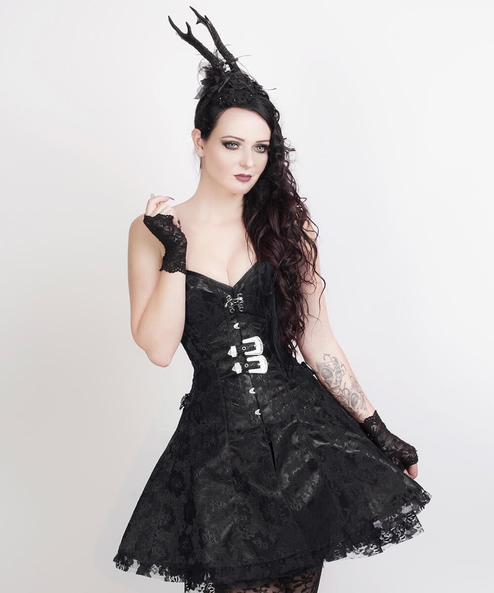 Electra Gothic Lace Overlay Corset Dress