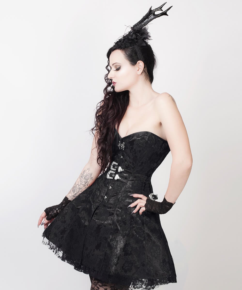 Electra Gothic Lace Overlay Corset Dress
