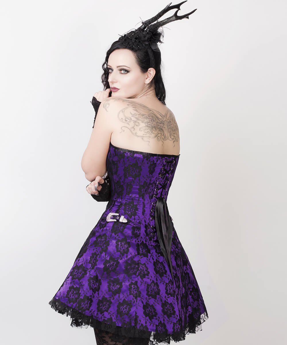 Aengus Gothic Lace Overlay Corset Dress