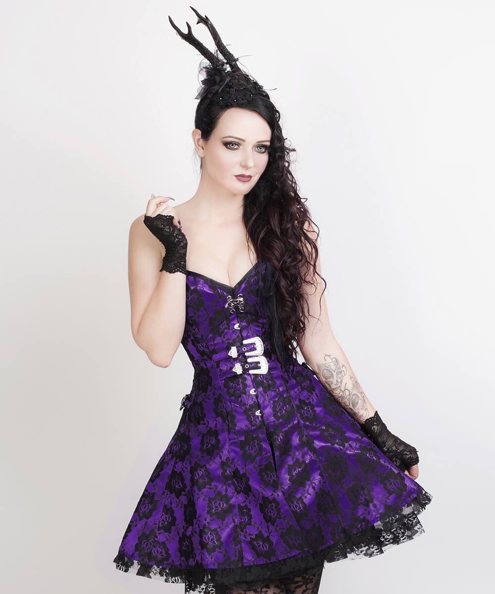 Aengus Gothic Lace Overlay Corset Dress