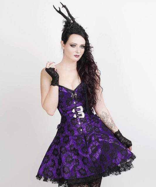 Aengus Gothic Lace Overlay Corset Dress