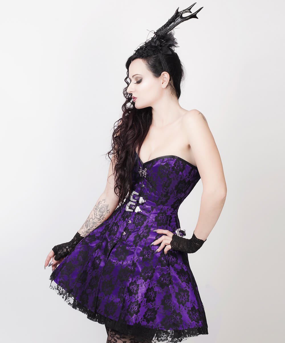 Aengus Gothic Lace Overlay Corset Dress