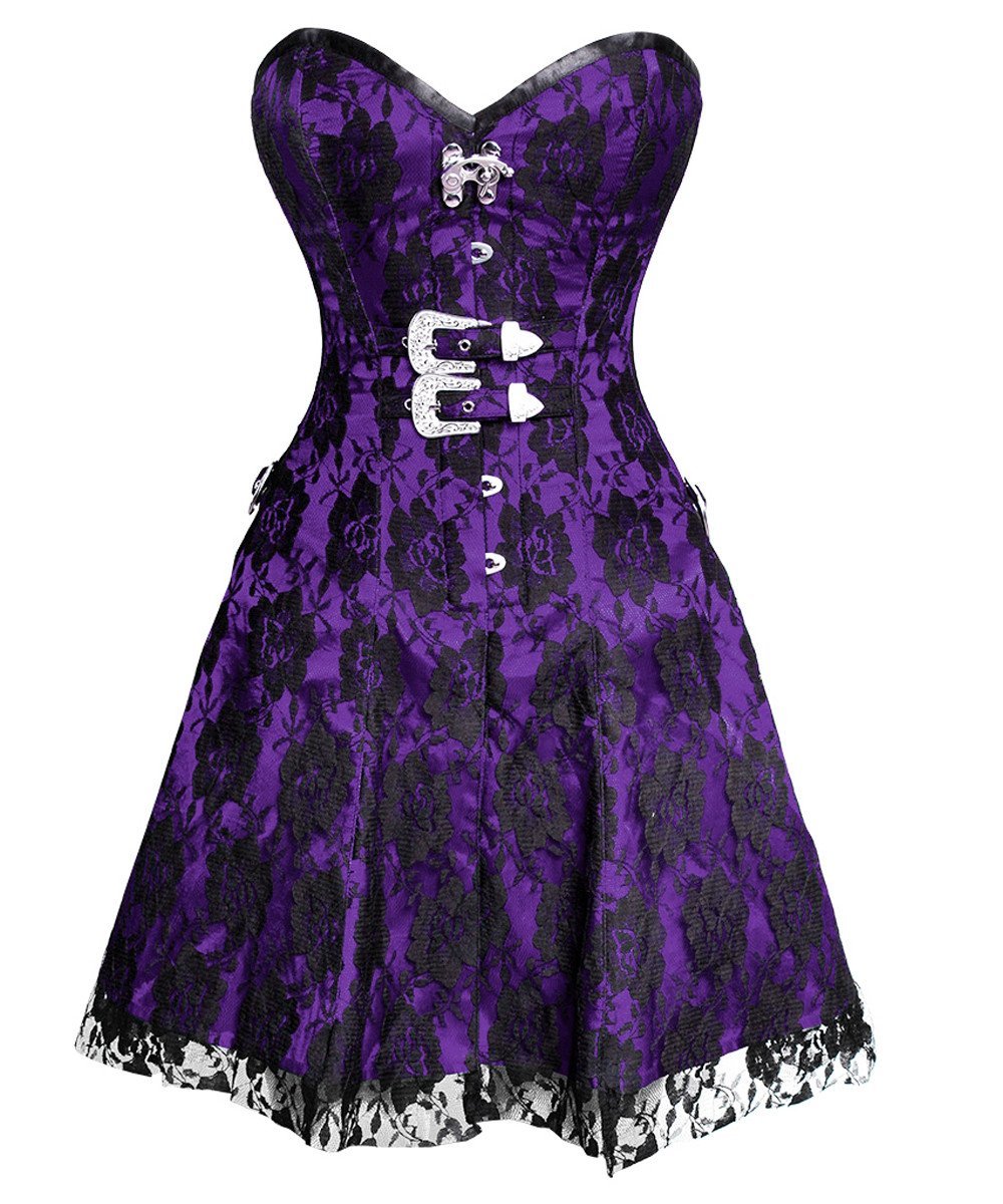 Aengus Gothic Lace Overlay Corset Dress
