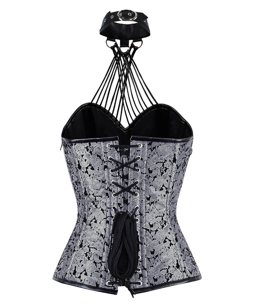 Jazzy Gothic Overbust Corsets with Attached Neck Gear