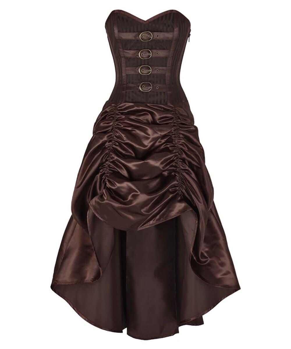 Anneliese Steampunk Brown Corset Dress