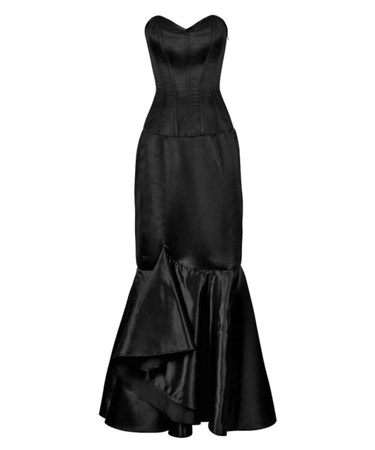 Aikin Black Ruffle Corset Dress