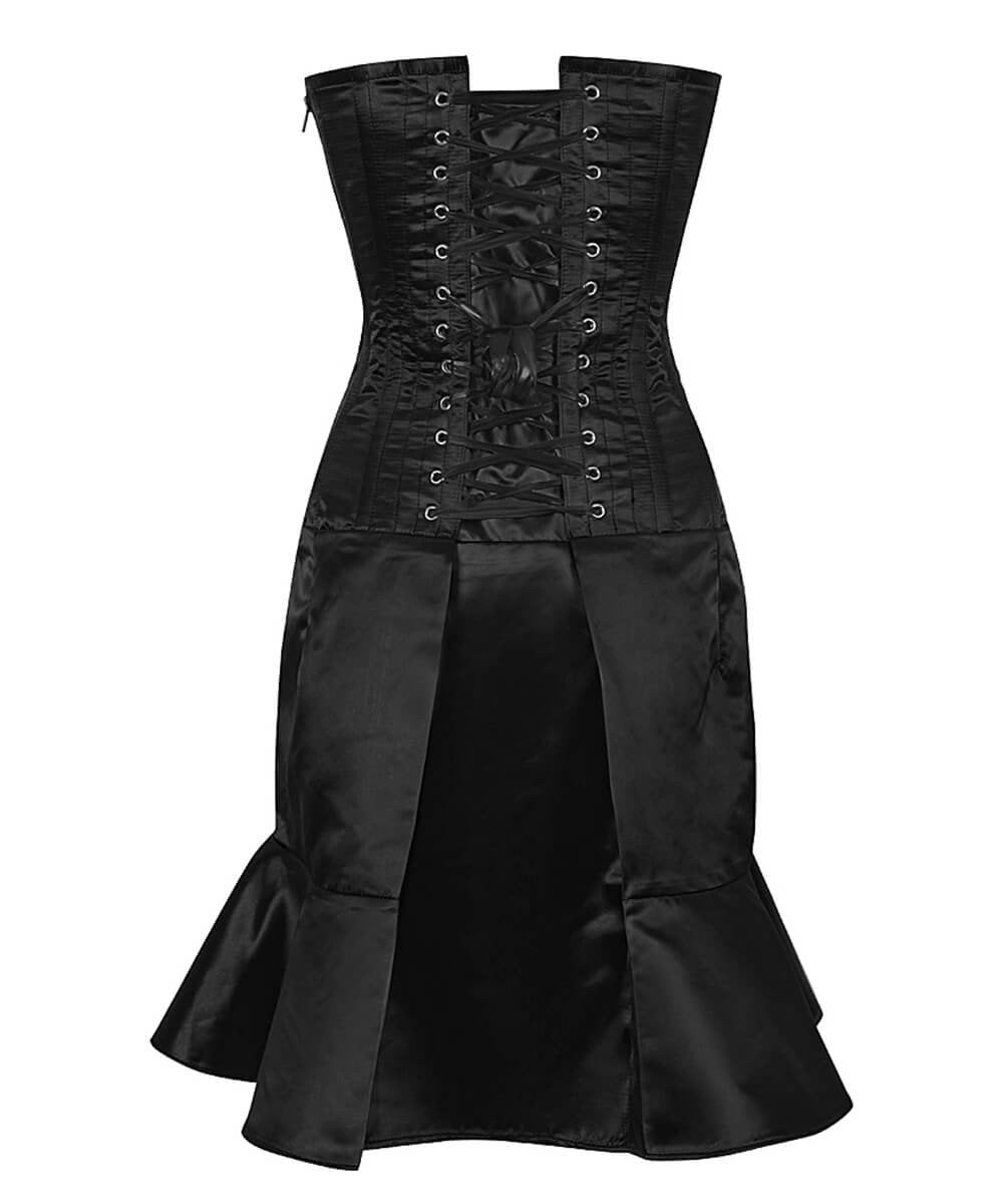 Fresco Black Corset Dress with Ruffle