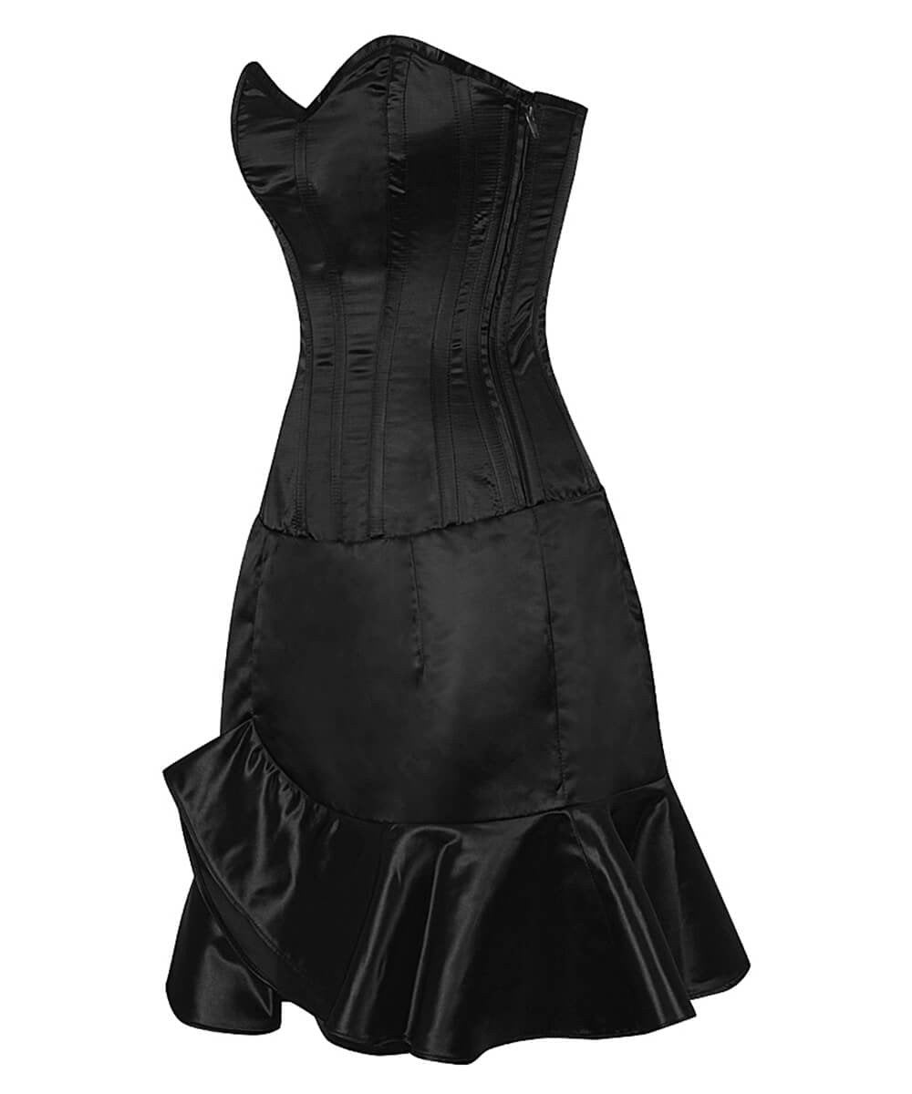 Fresco Black Corset Dress with Ruffle
