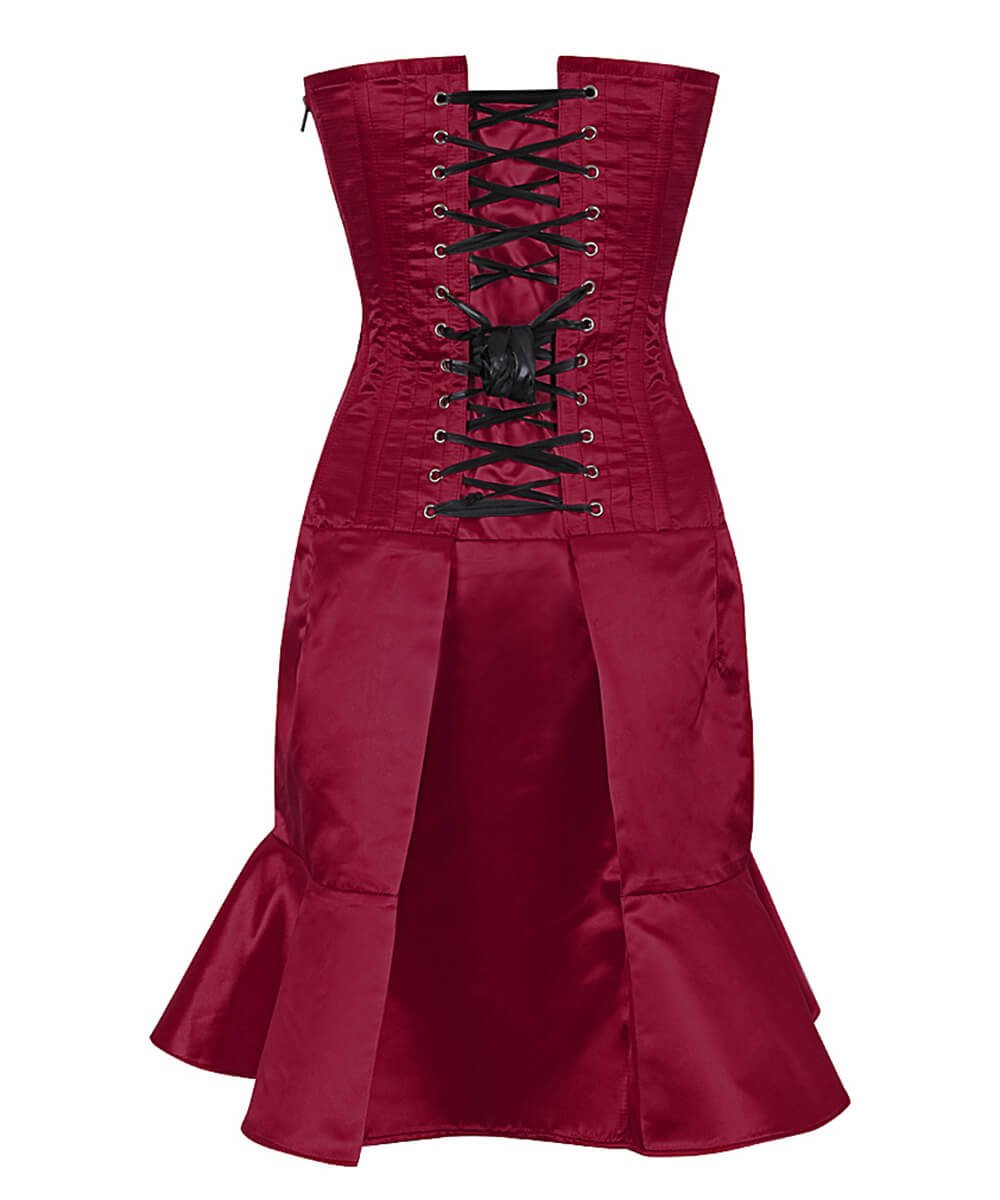 Philida Satin Corset Dress with Ruffle