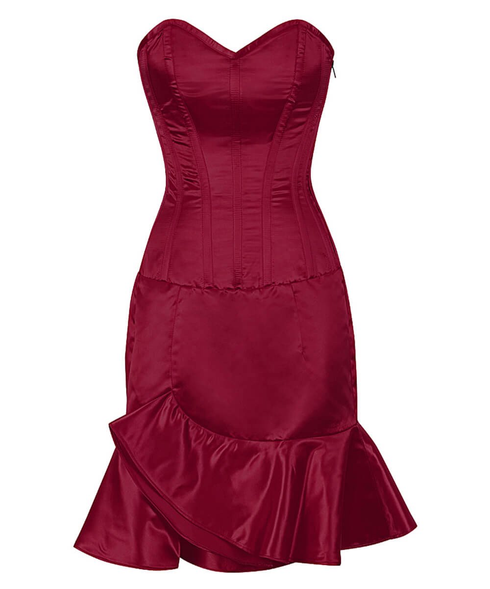 Philida Satin Corset Dress with Ruffle