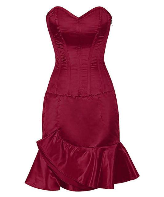 Philida Satin Corset Dress with Ruffle