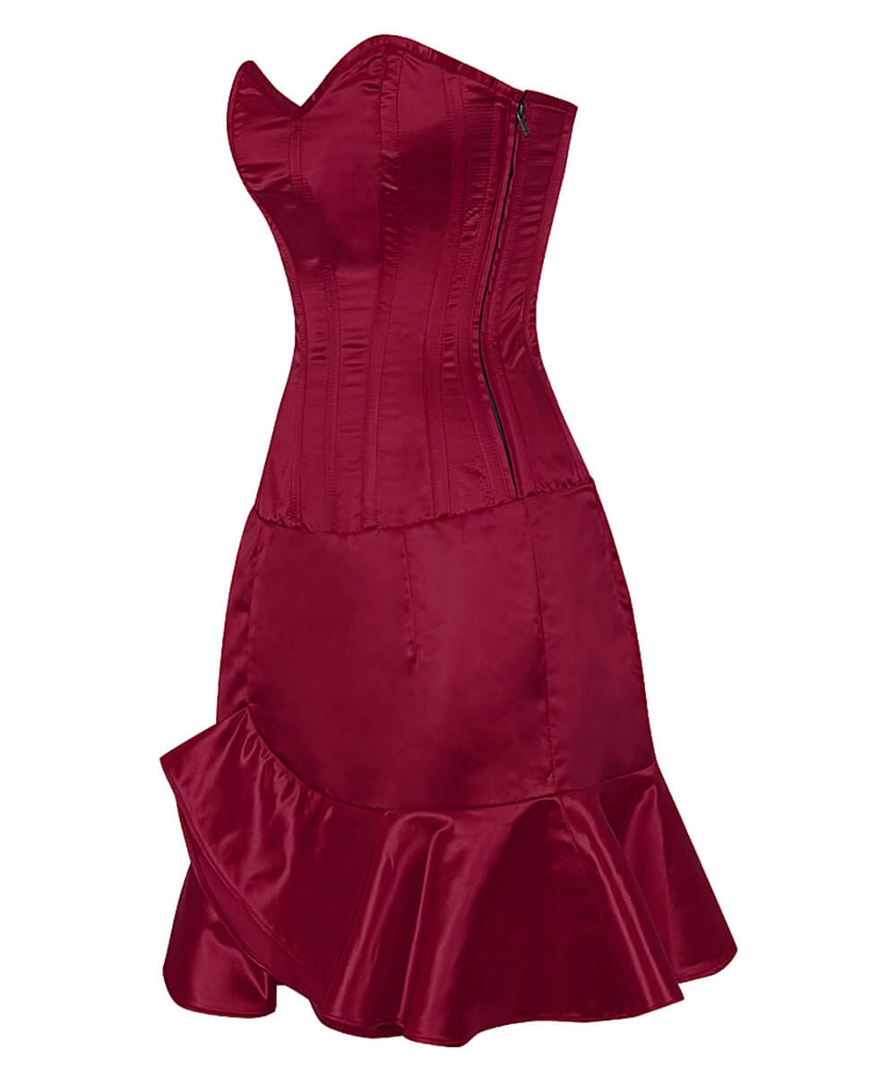 Philida Satin Corset Dress with Ruffle