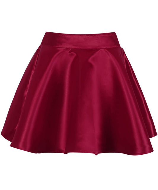 Elwen Maroon Skater Flared Skirt