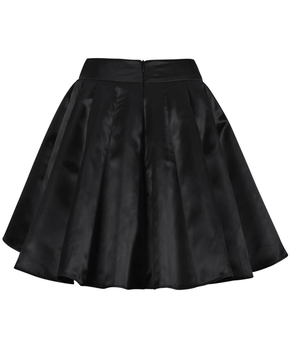Danice Black Pleated Flared Skirt