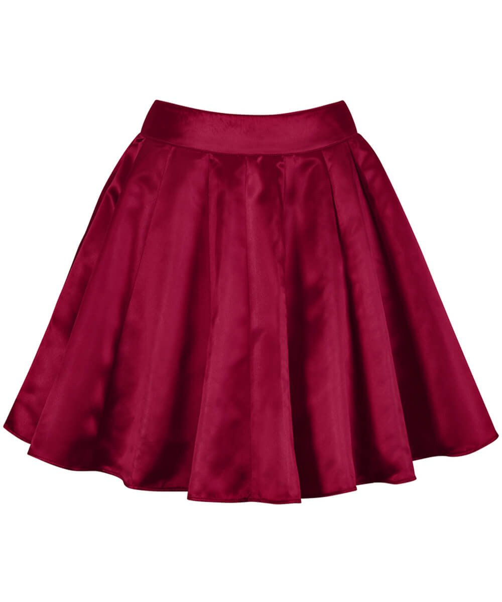 Freki Maroon Pleated Flared Skater Skirt