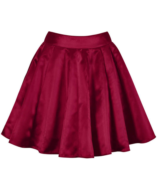 Freki Maroon Pleated Flared Skater Skirt