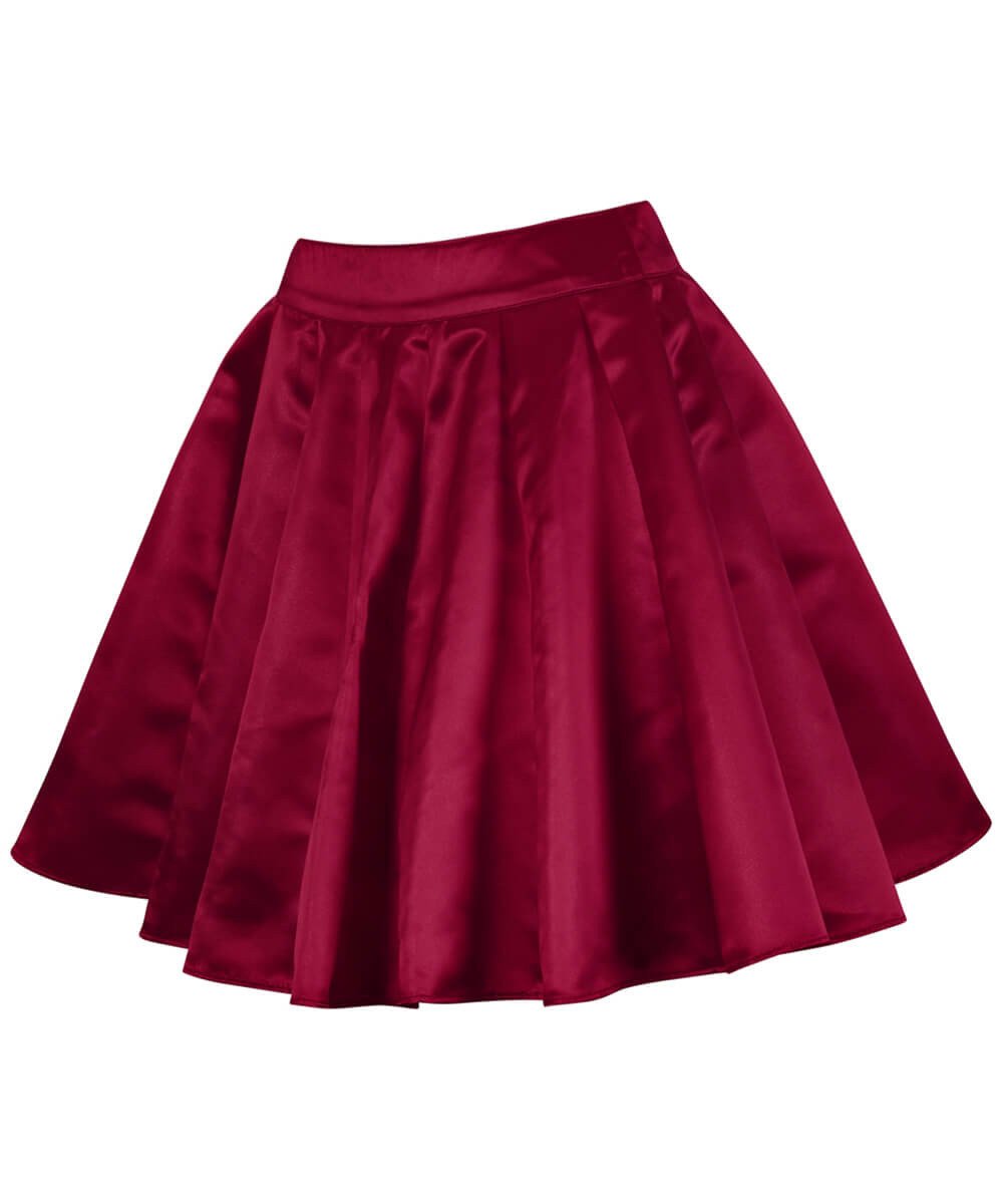 Freki Maroon Pleated Flared Skater Skirt