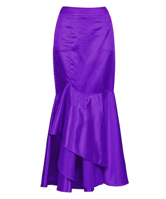 Mareo Long Purple Skirt with Ruffle
