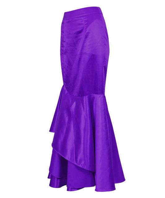 Mareo Long Purple Skirt with Ruffle