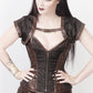 Iris Overbust Brown Steampunk Corset with Detachable Belt