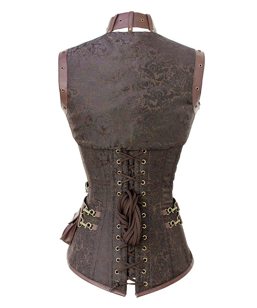 Alexa Brown Brocade Steampunk Overbust Corset