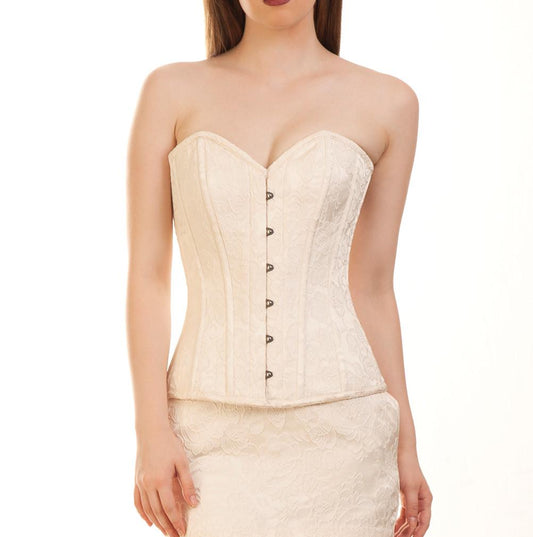 Norvin Brocade Plus Size Ivory Overbust Corset