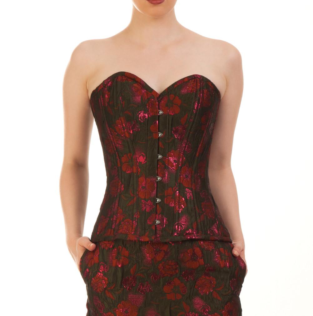 Novia Steel Boned Brocade Corset Overbust