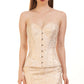 Deona Brocade Overbust Ivory Steel Boned Corset