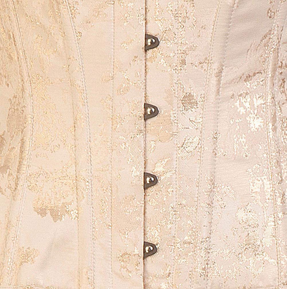 Deona Brocade Overbust Ivory Steel Boned Corset