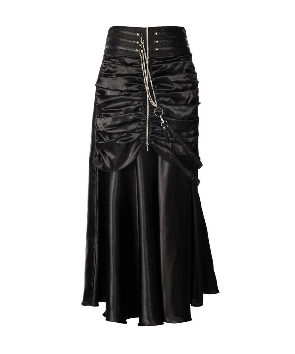 Jessie Steampunk Black Ruched Bustle Skirt