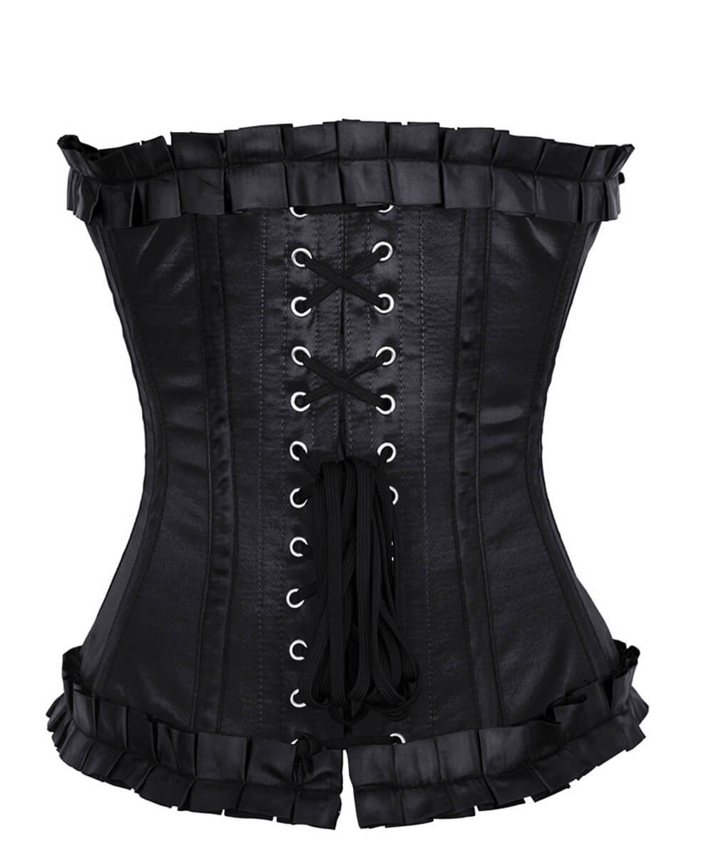 Rohais Burlesque Black Corset with Frill