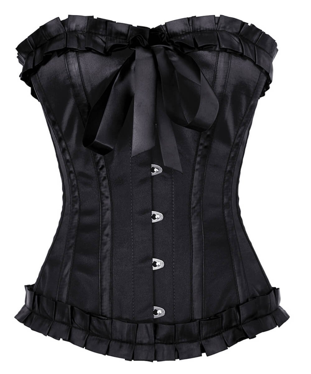 Rohais Burlesque Black Corset with Frill