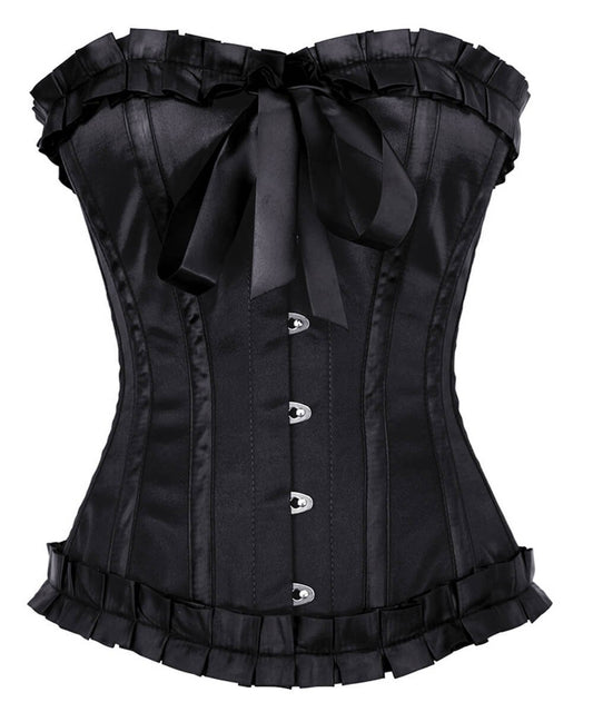 Rohais Burlesque Black Corset with Frill