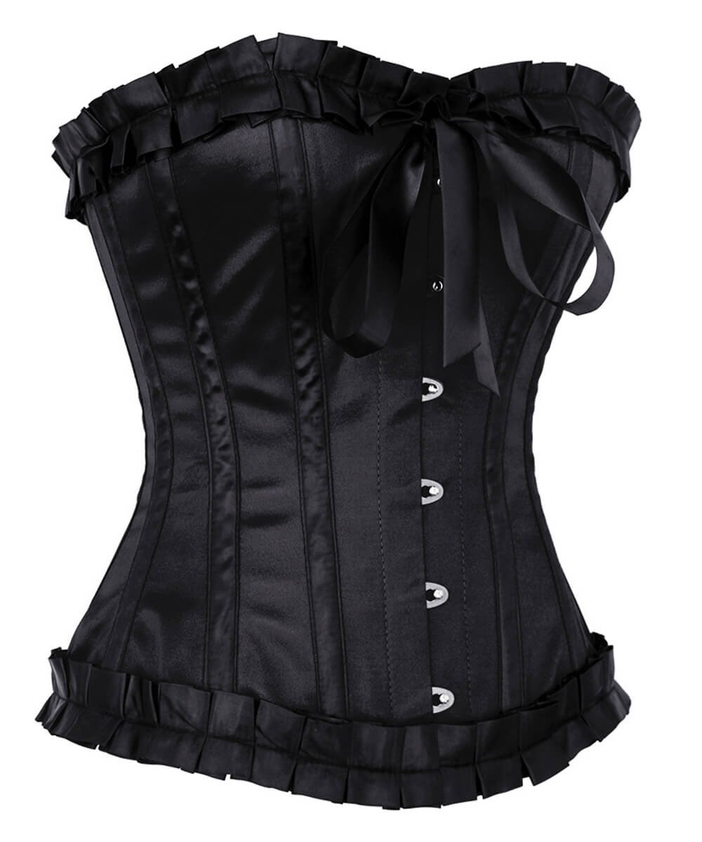Rohais Burlesque Black Corset with Frill