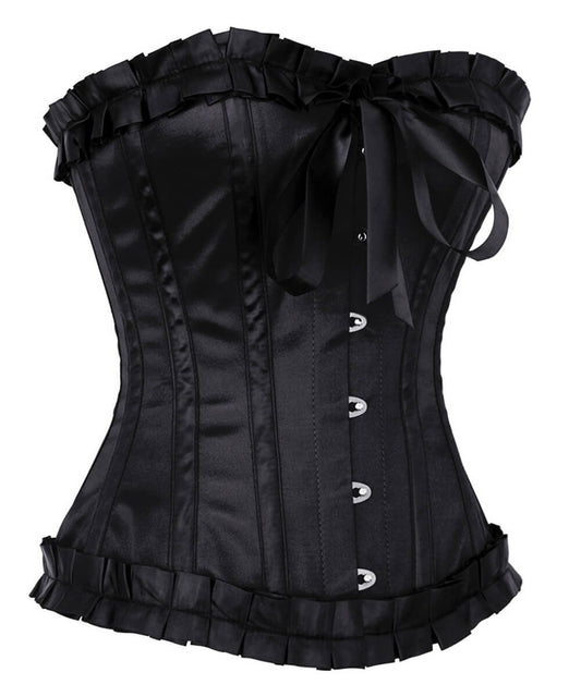 Rohais Burlesque Black Corset with Frill